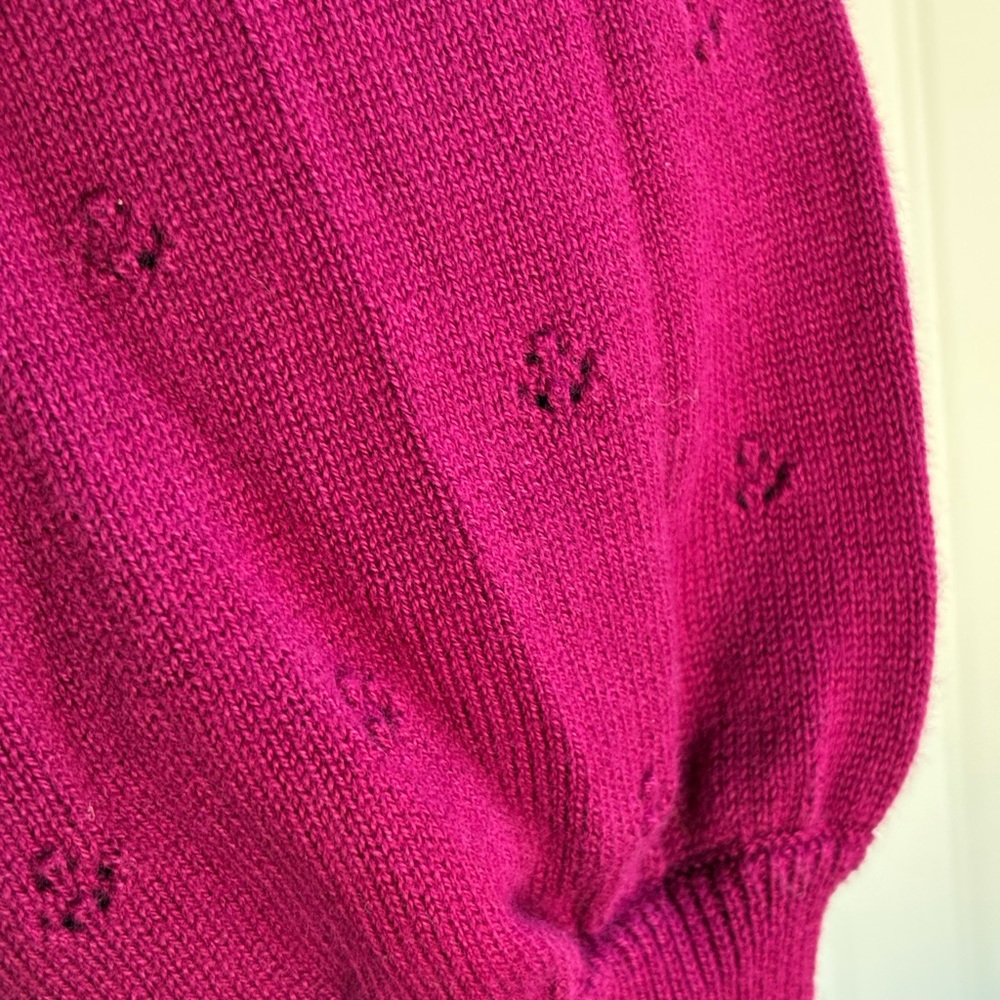 Tea Collection Fuchsia Button-Up Pointelle Sweater - Picture 5 of 11